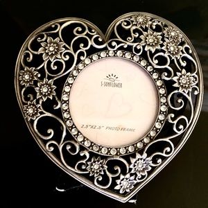 Heart Shaped Metal FrameWith Rhinestone's and sunflowers